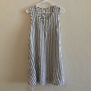 McQ White & Black Striped Trapeze Style Dress 40
